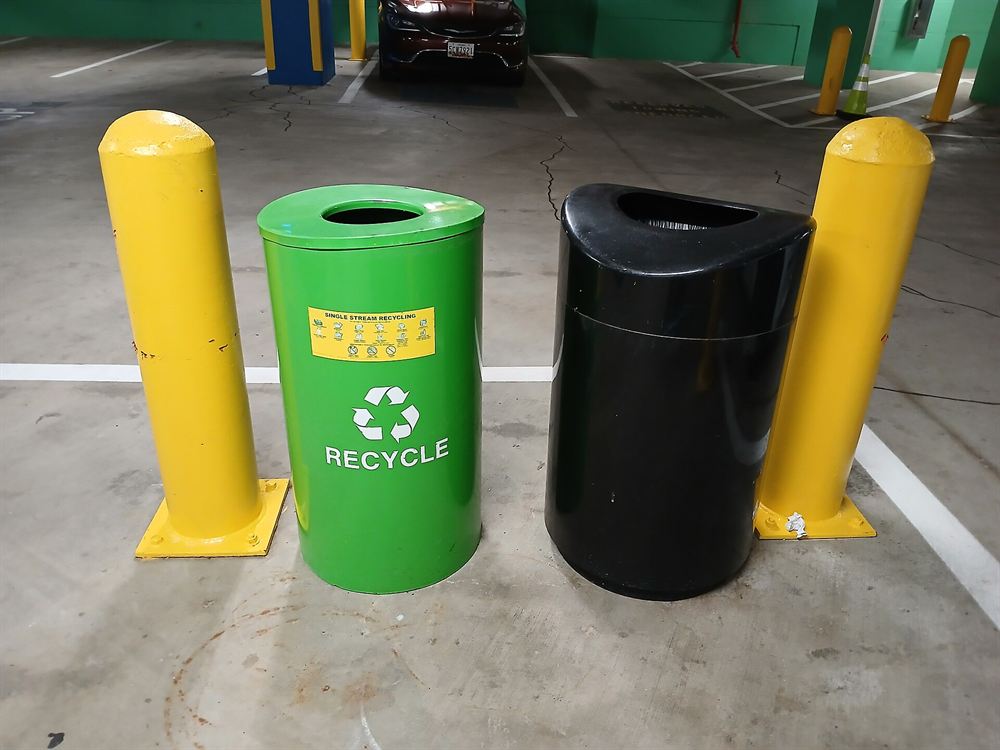 Sorted waste and recycling containers